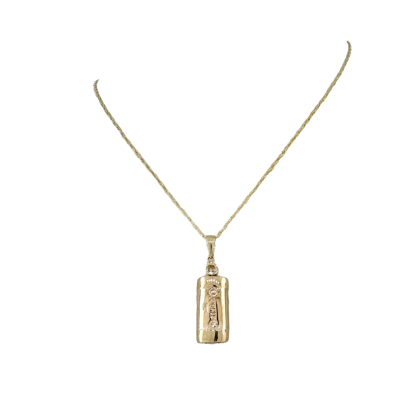 Estate 14k + Sapphire and Diamond Pendant Necklace