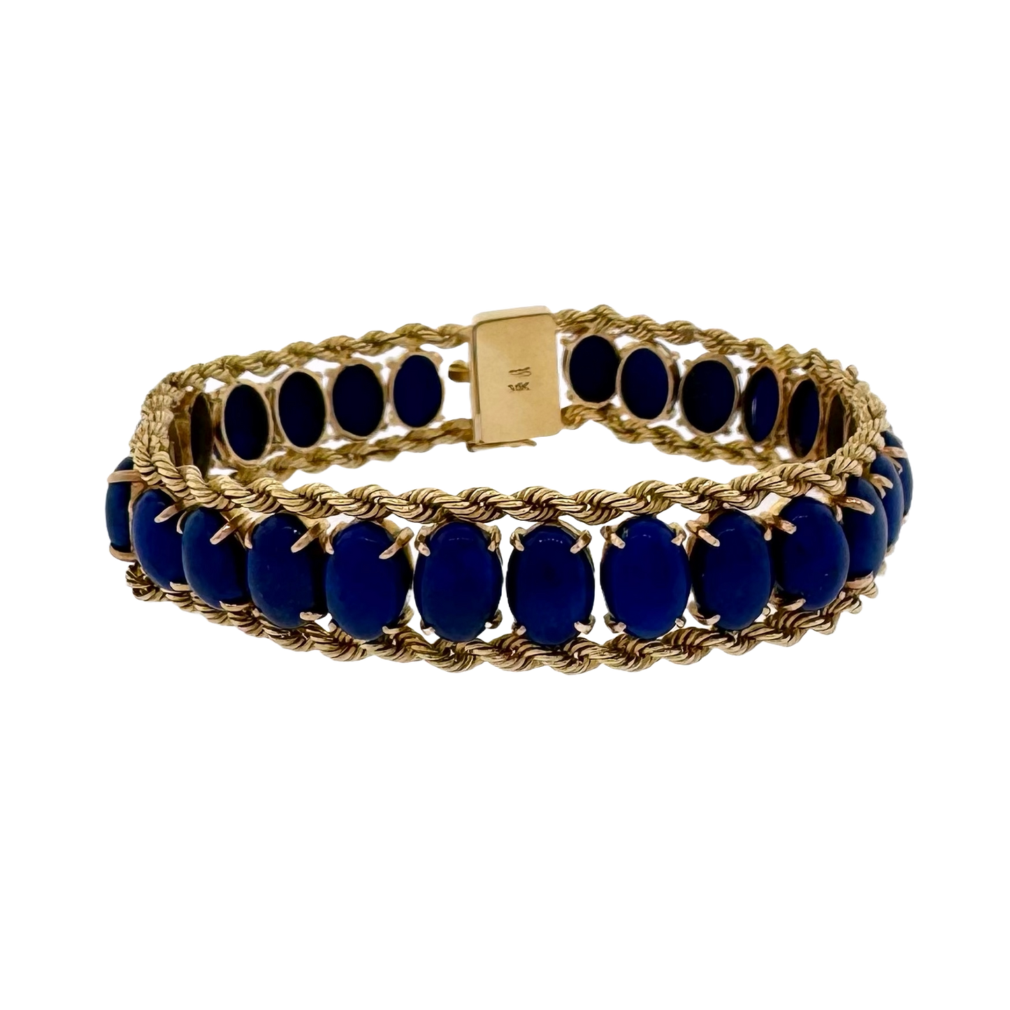 Estate 14k + Lapis Cabochon Bracelet