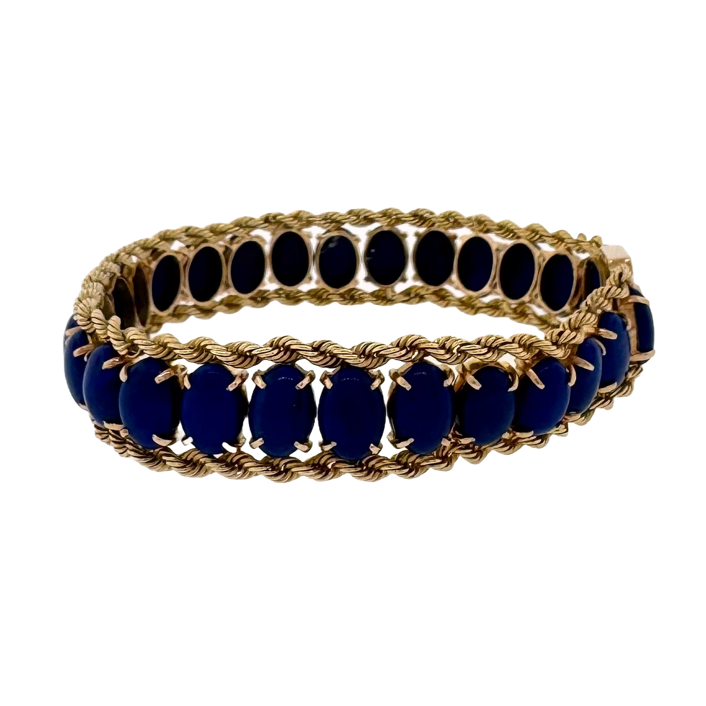 Estate 14k + Lapis Cabochon Bracelet