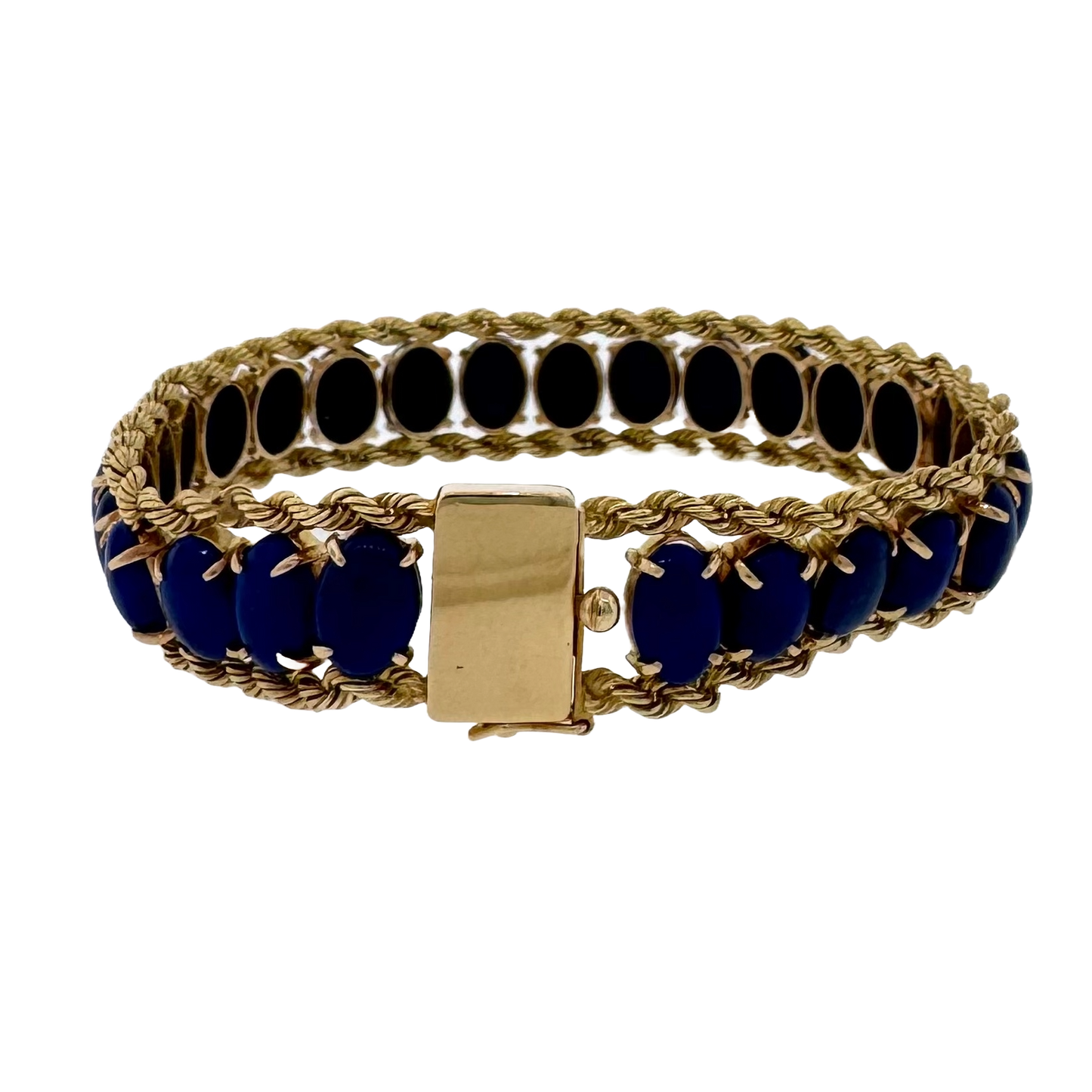 Estate 14k + Lapis Cabochon Bracelet