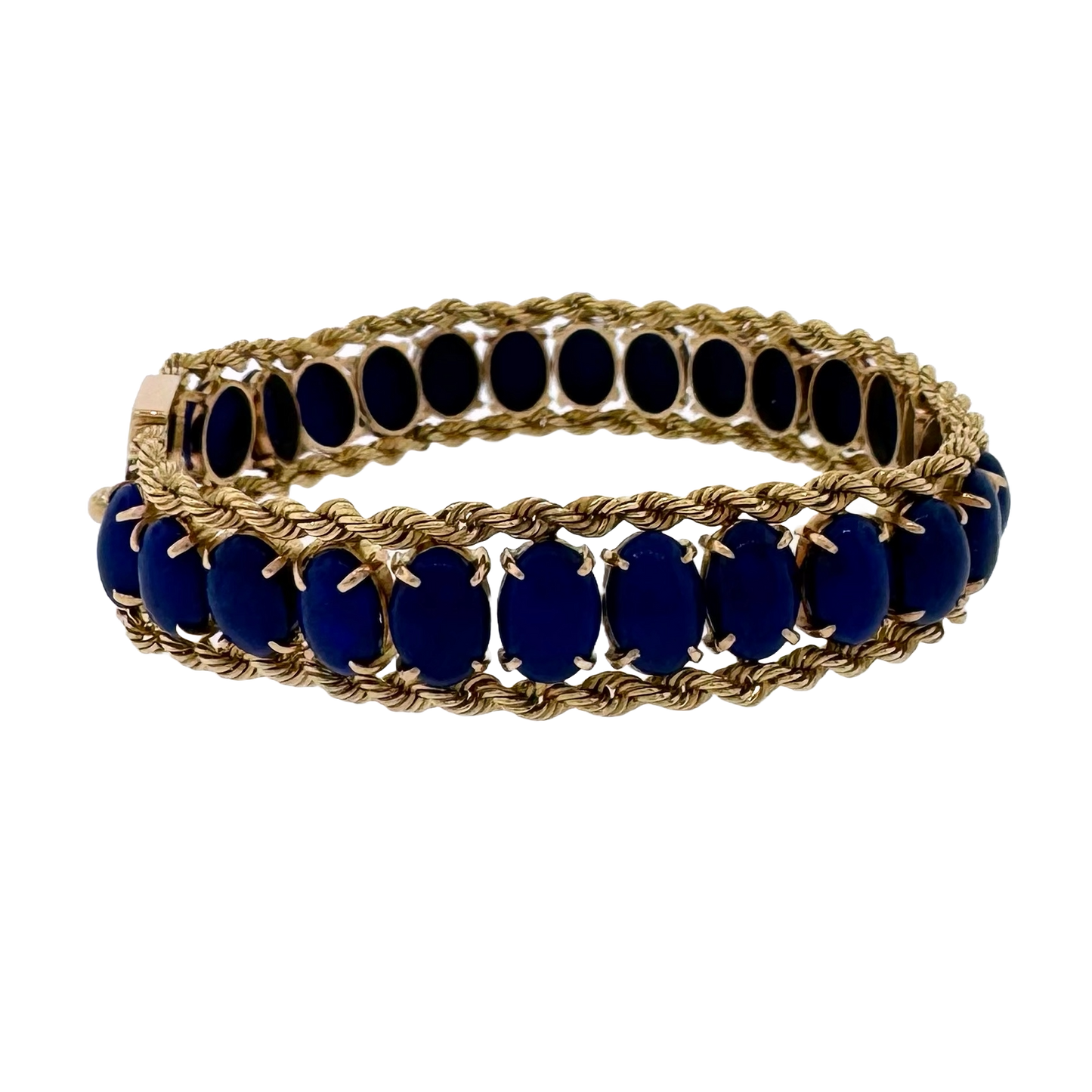 Estate 14k + Lapis Cabochon Bracelet