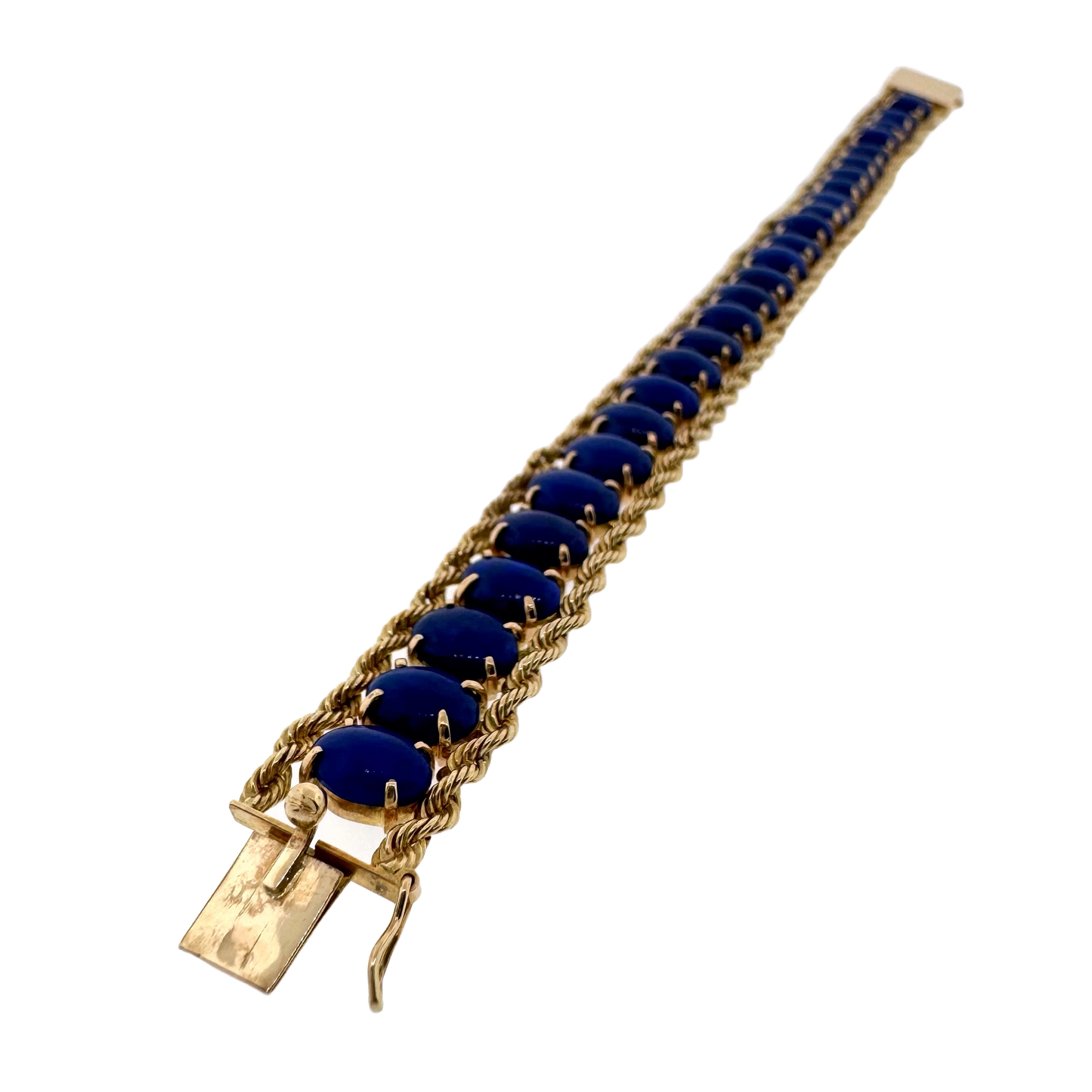 Estate 14k + Lapis Cabochon Bracelet