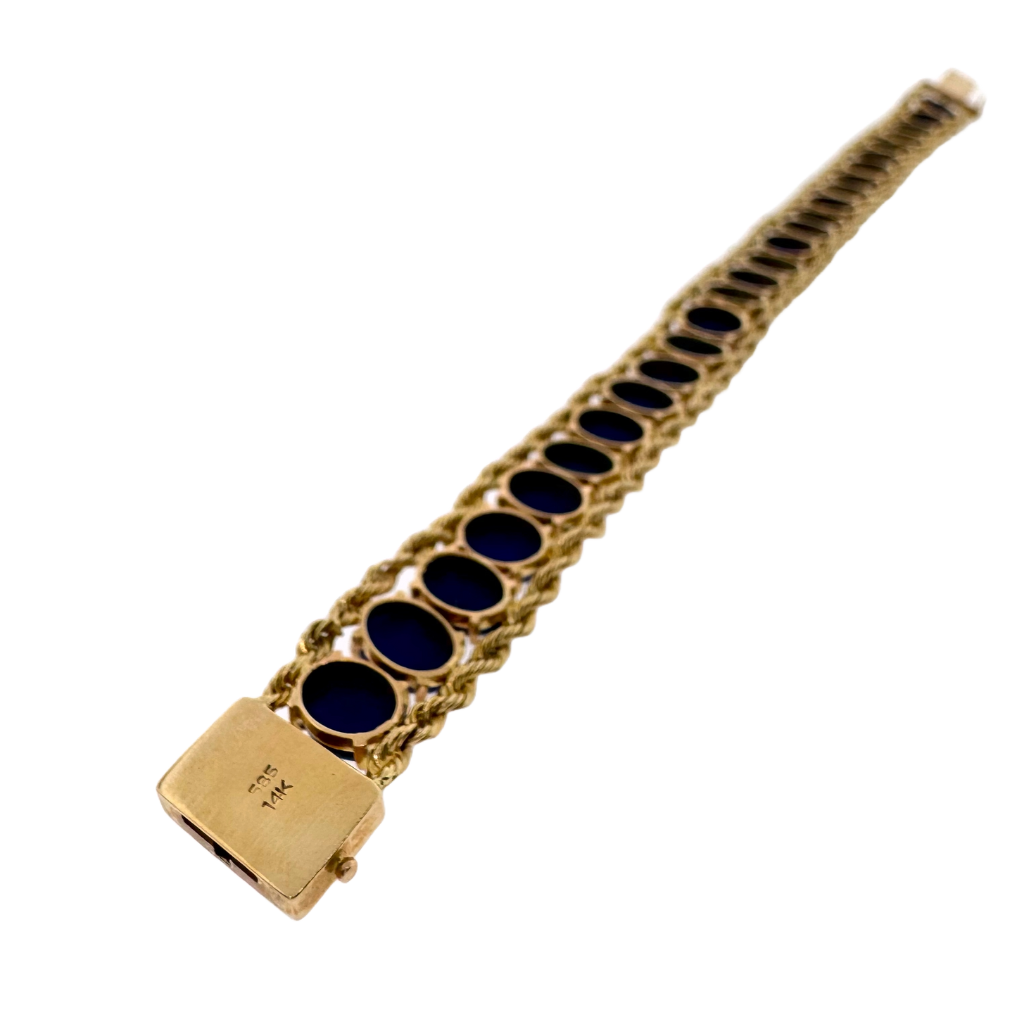 Estate 14k + Lapis Cabochon Bracelet