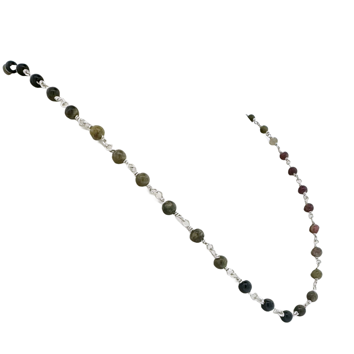 Sterling Silver + Tourmaline Bead Chain
