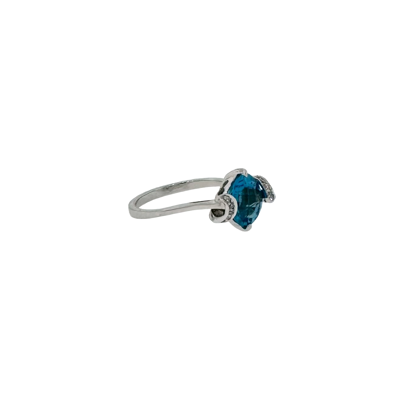 Estate 14k + Blue Topaz & Diamond Ring