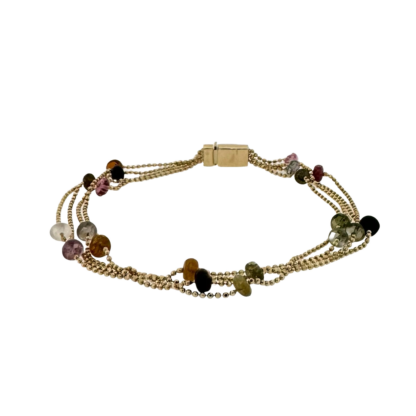 Estate 14k + Tourmaline Bead 4-Strand Bracelet