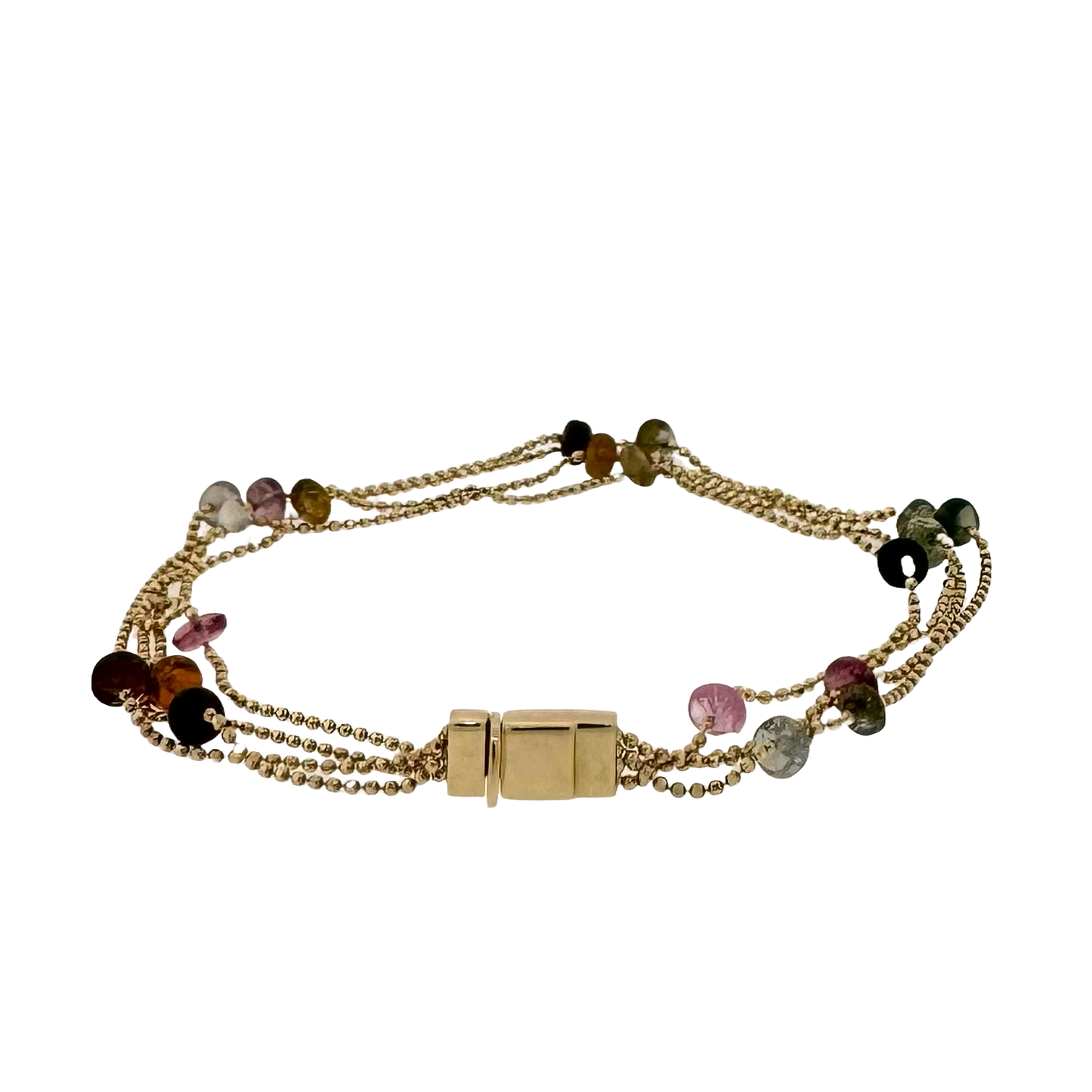 Estate 14k + Tourmaline Bead 4-Strand Bracelet