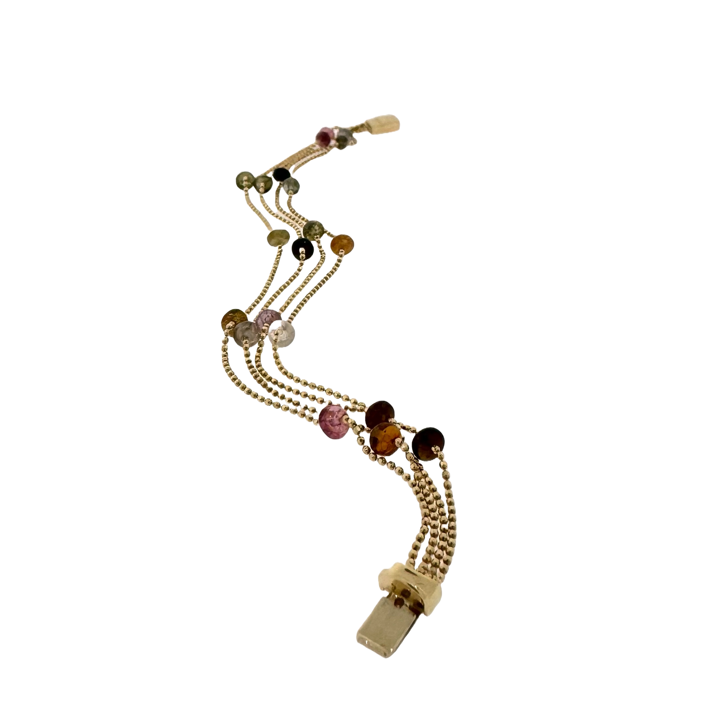 Estate 14k + Tourmaline Bead 4-Strand Bracelet