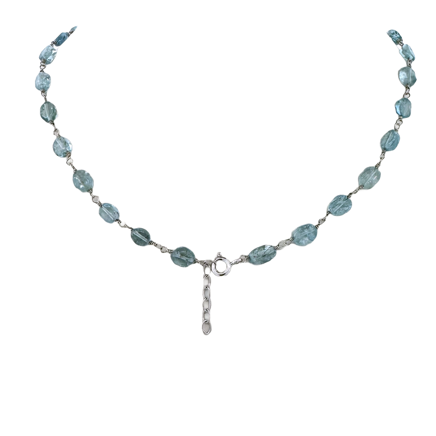 14k + Aquamarine Beaded Chain Necklace