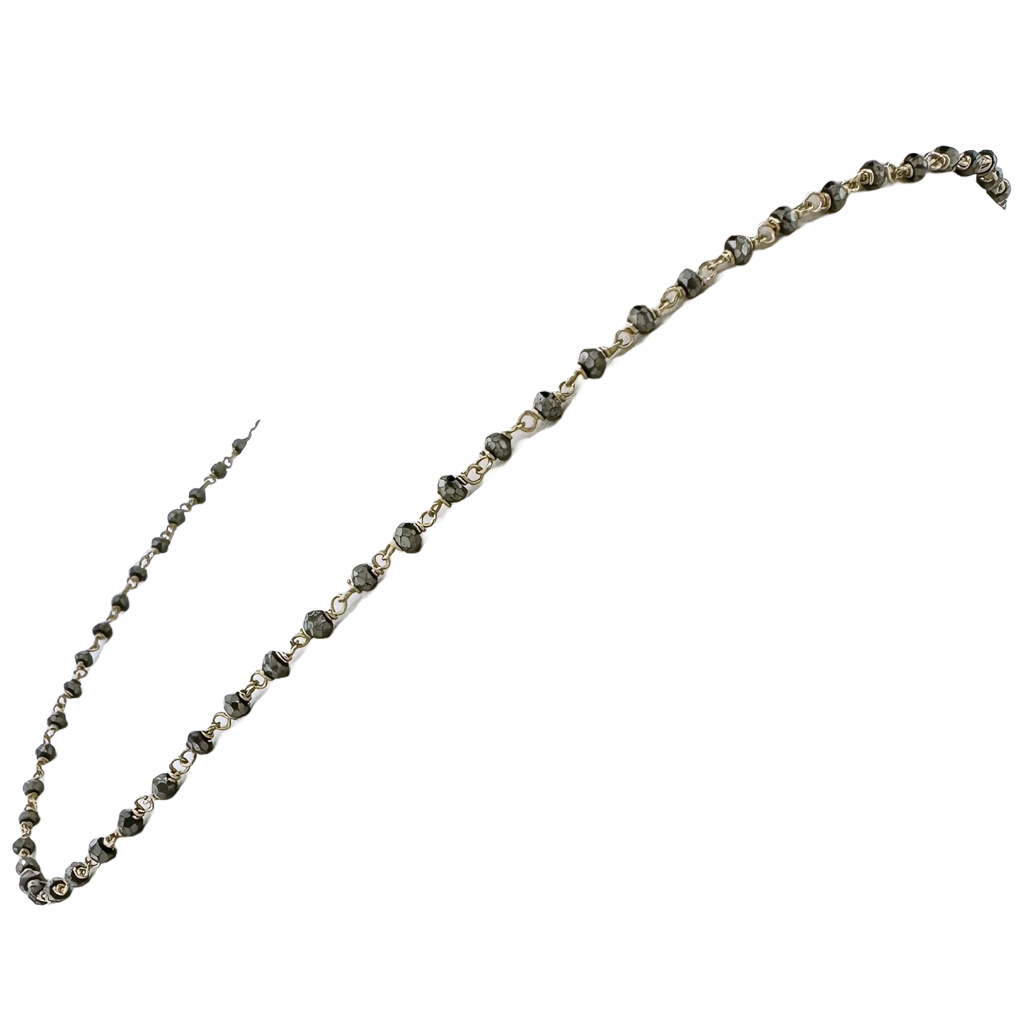 Estate 14k + Pyrite Beaded Chain Necklace