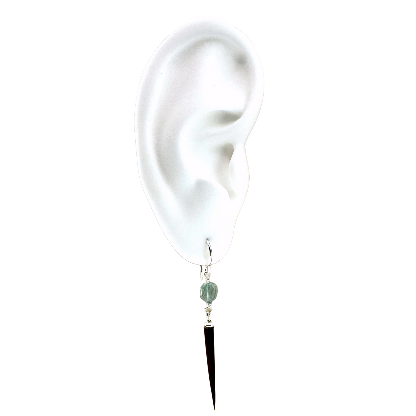 Sterling + Porcupine Quill & Aquamarine Earrings