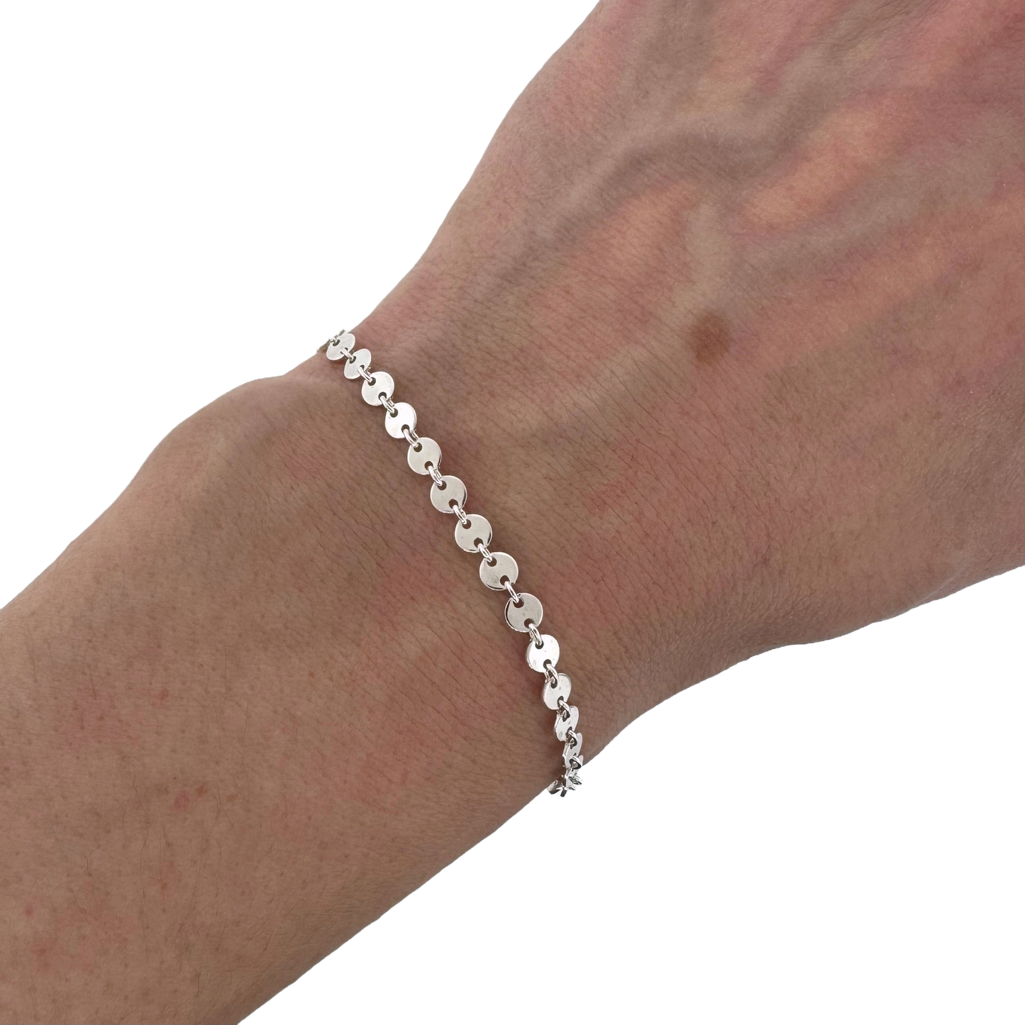 Sterling + Disc Chain Bracelet 7"