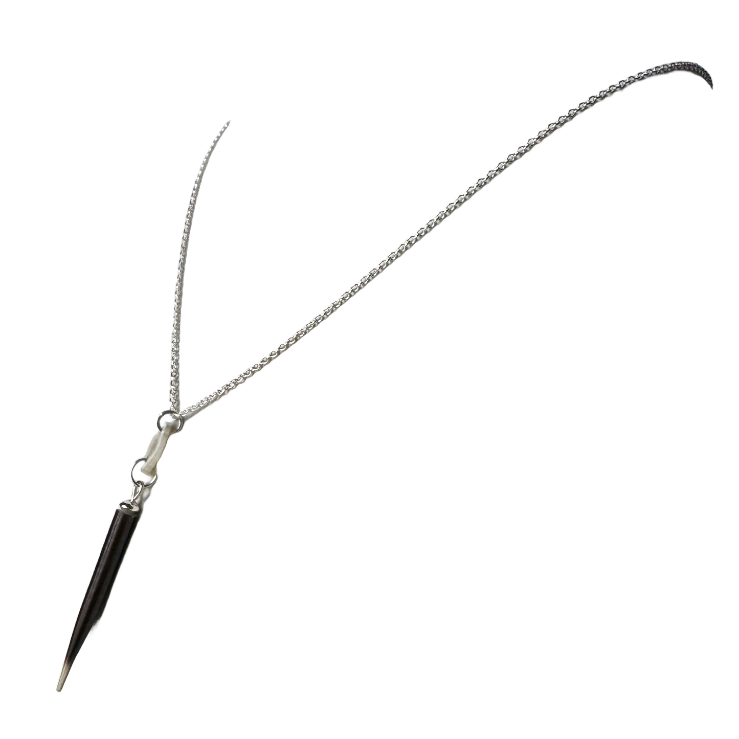 Sterling + Porcupine Quill and Antler Slice Necklace