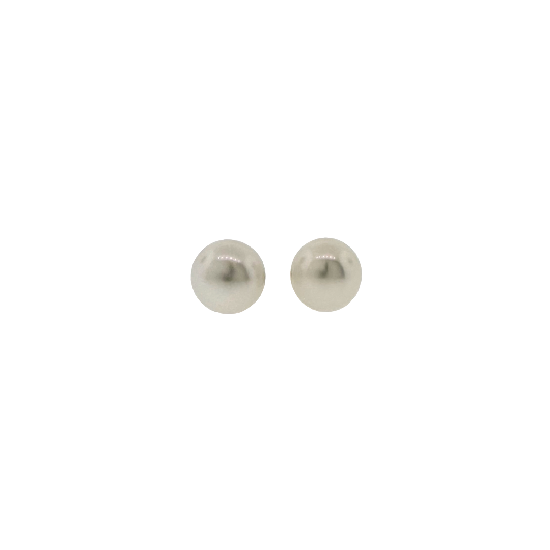 Estate 14k + 10mm Button Pearl Stud Earrings
