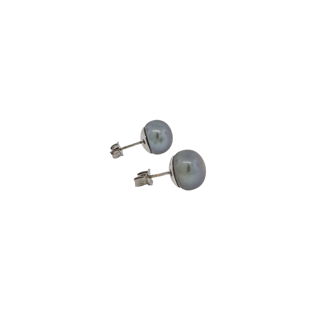 Estate 14k + 10mm Button Pearl Stud Earrings