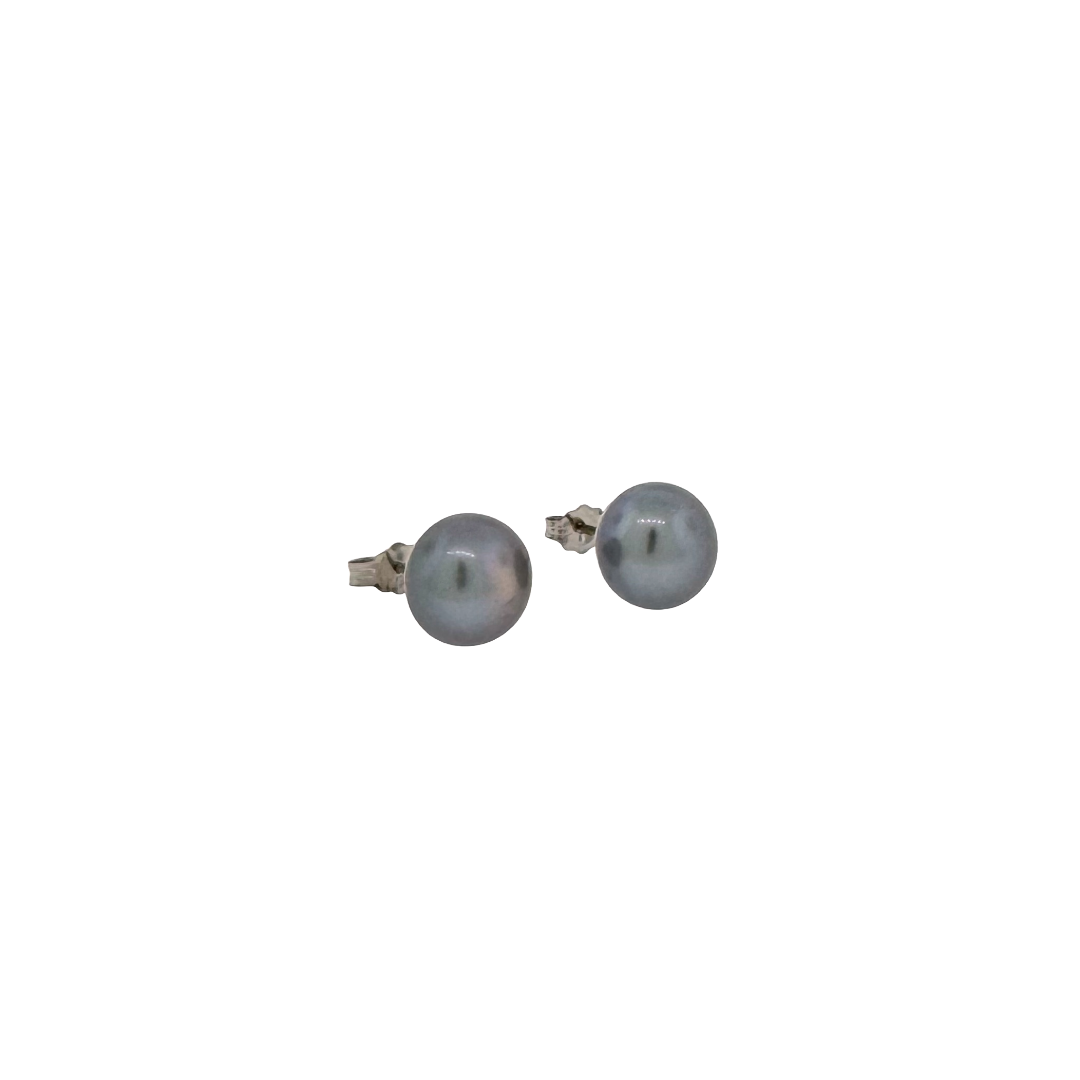 Estate 14k + 10mm Button Pearl Stud Earrings