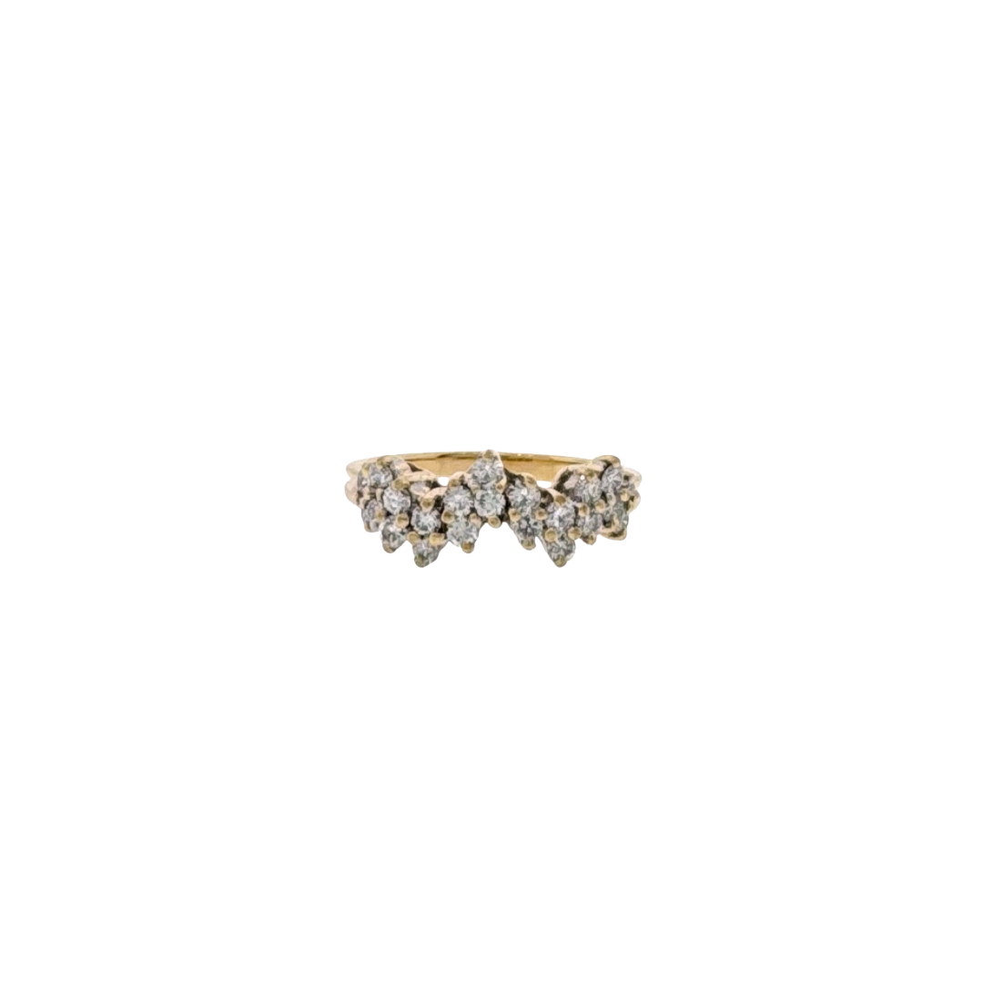 Estate 14k + Diamond Cluster Band