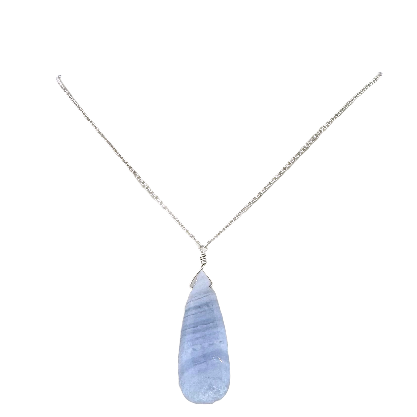Sterling + Lace Agate Briolette Necklace
