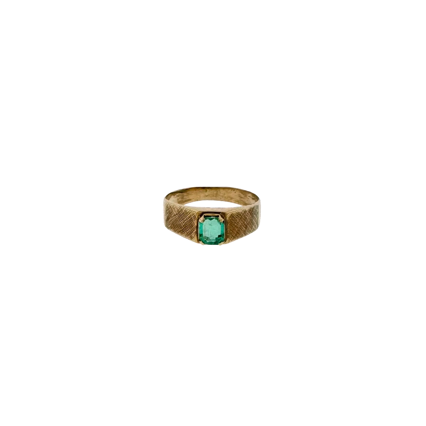 Estate 18k + Emerald Solitaire Ring