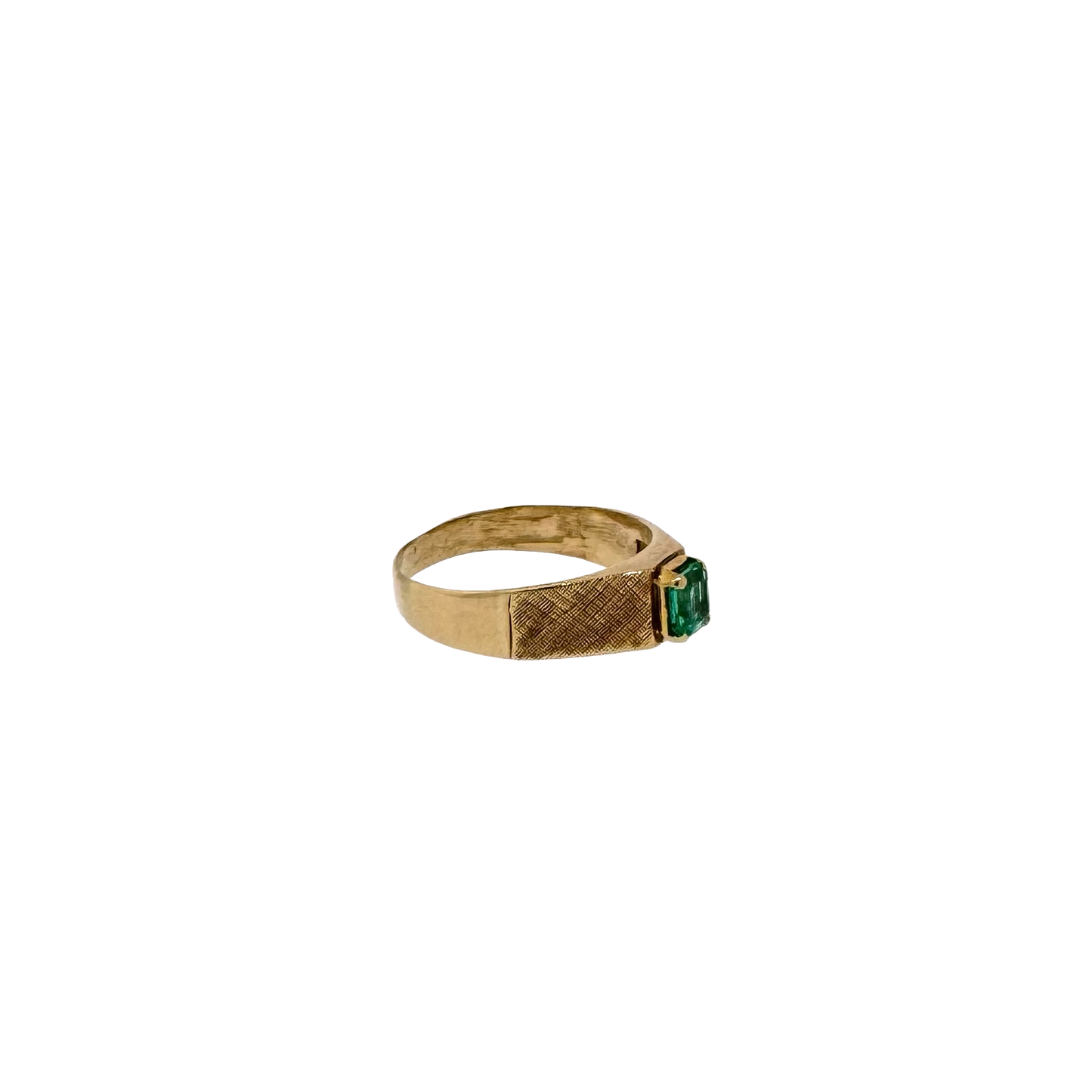 Estate 18k + Emerald Solitaire Ring