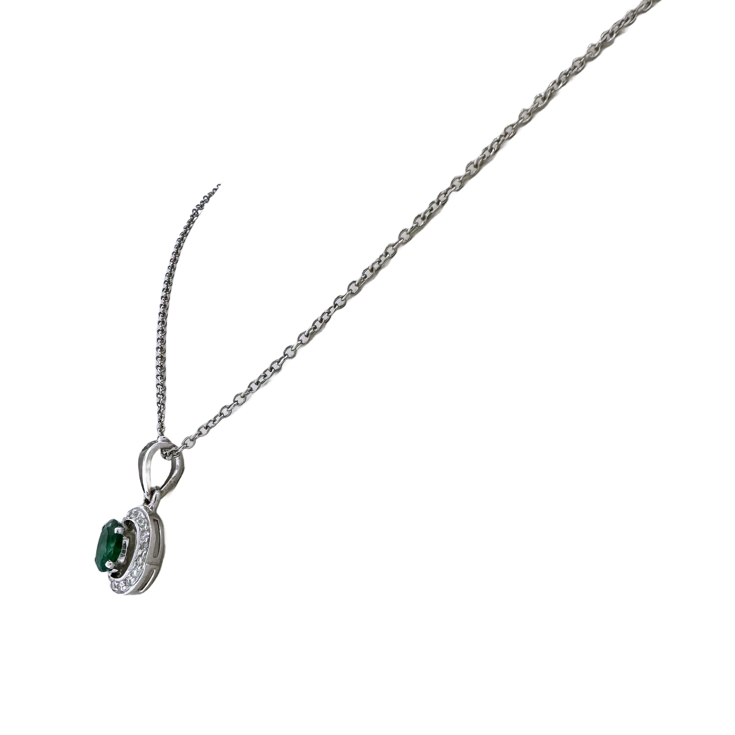 Estate Platinum + Emerald and Diamond Necklace