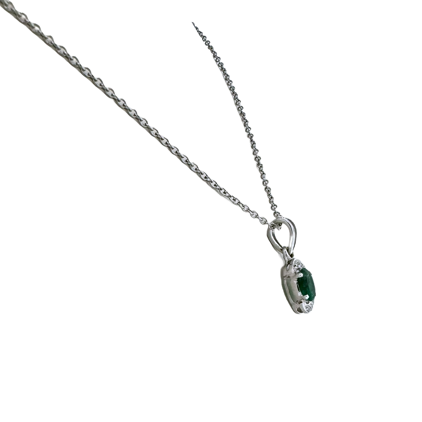 Estate Platinum + Emerald and Diamond Necklace