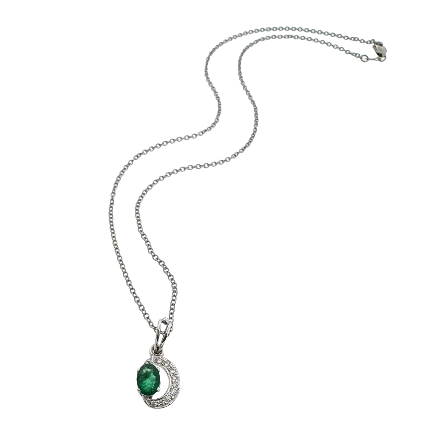 Estate Platinum + Emerald and Diamond Necklace