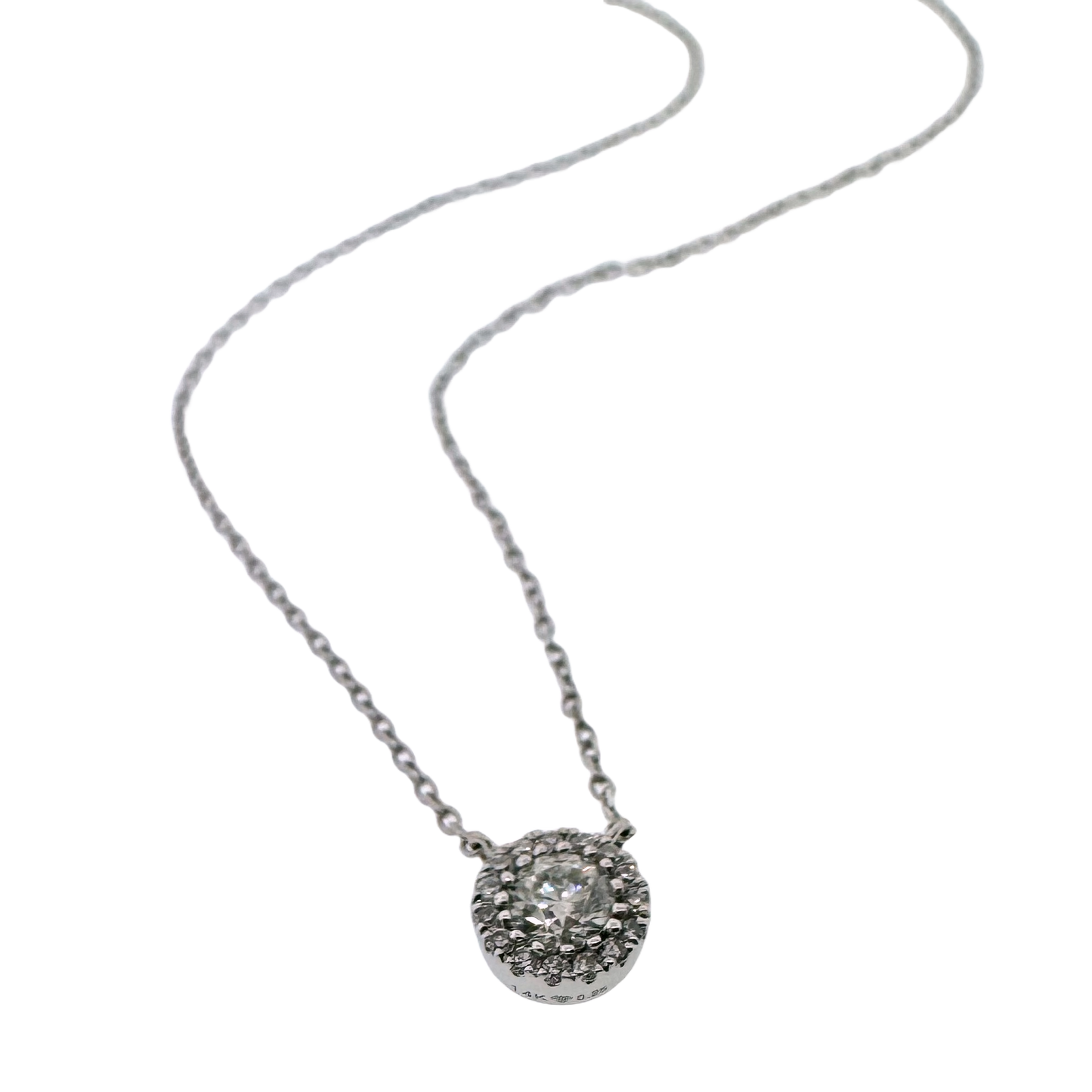Estate 14k + Diamond Halo Station Necklace