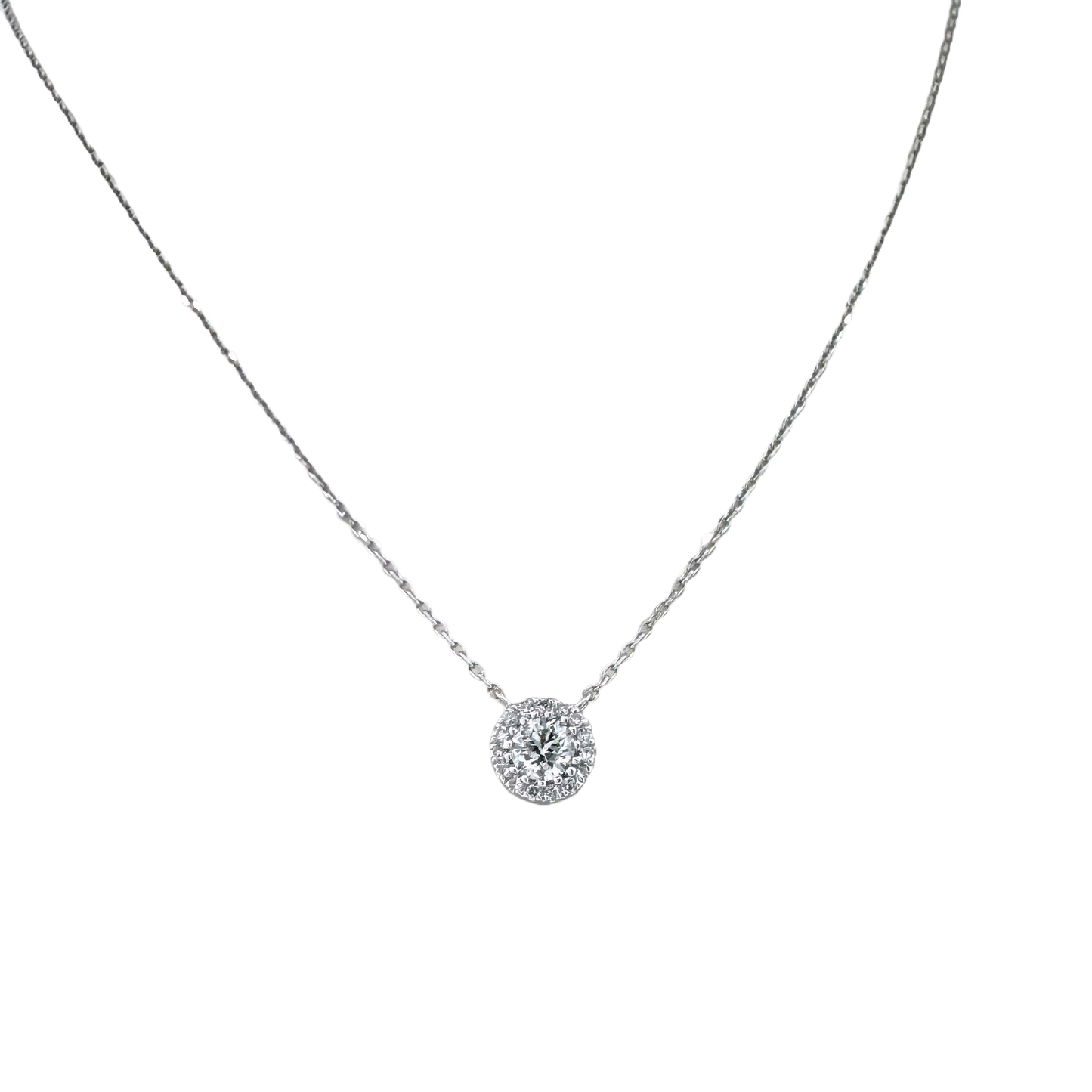 Estate 14k + Diamond Halo Station Necklace