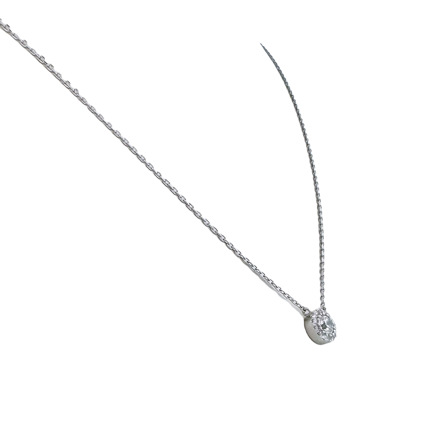 Estate 14k + Diamond Halo Station Necklace