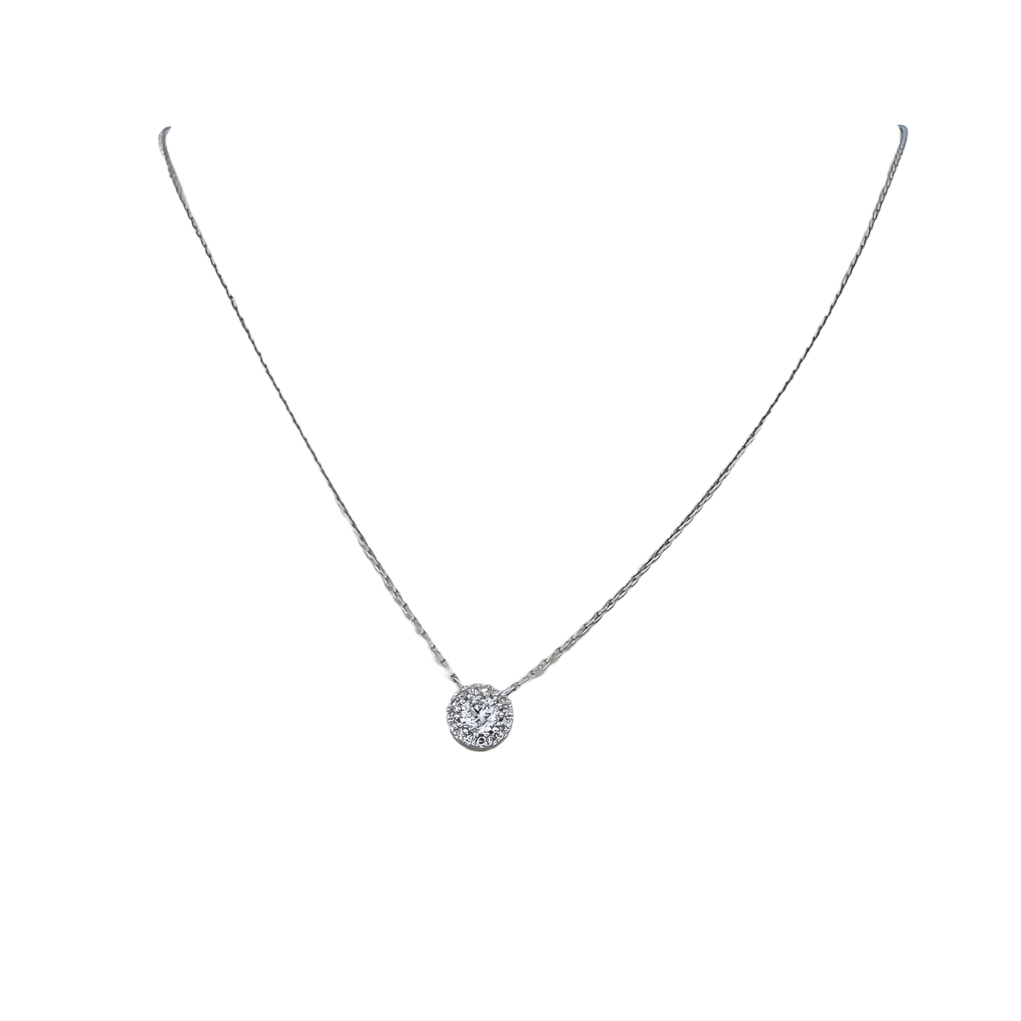 Estate 14k + Diamond Halo Station Necklace