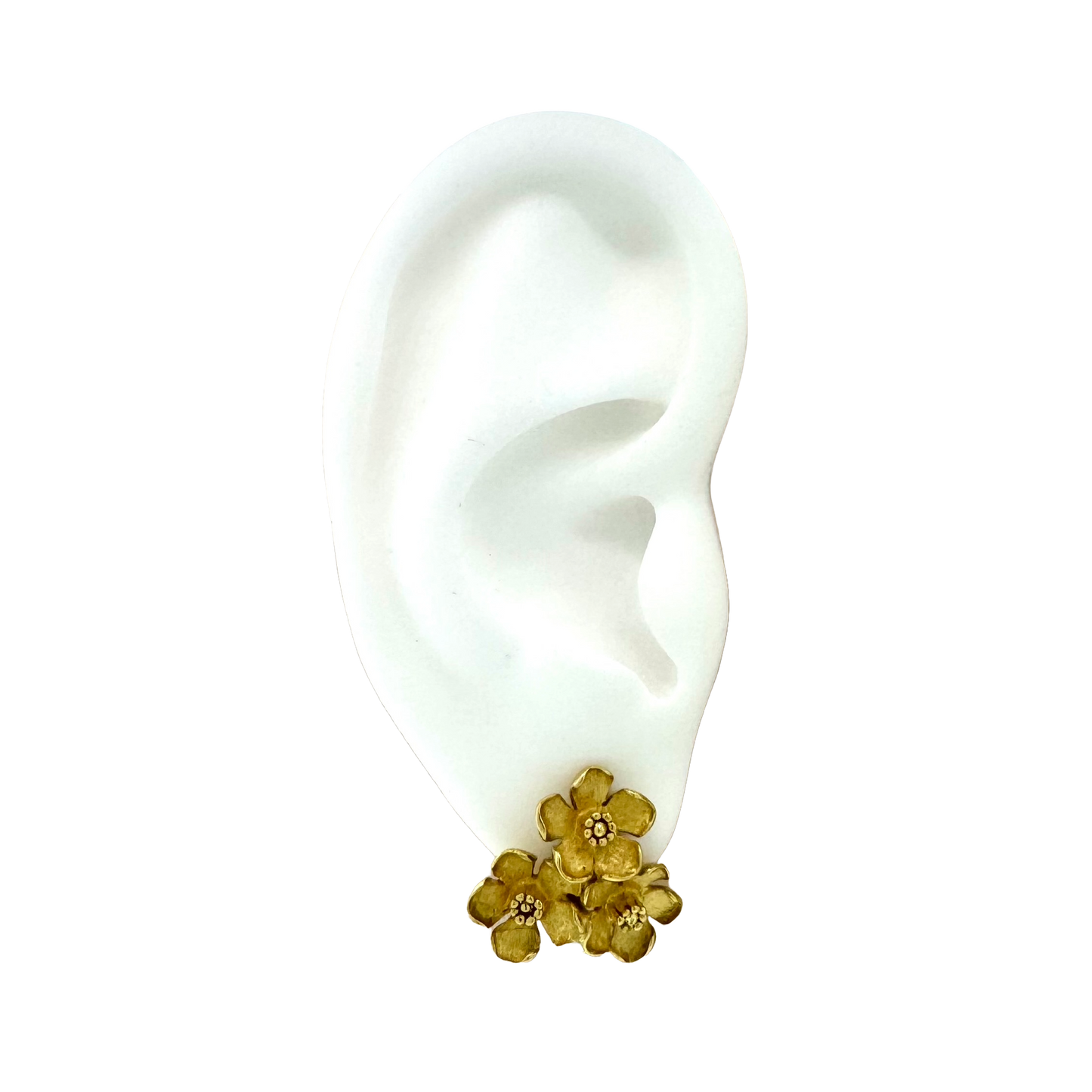 Estate 18k + Flower Trio Earrings