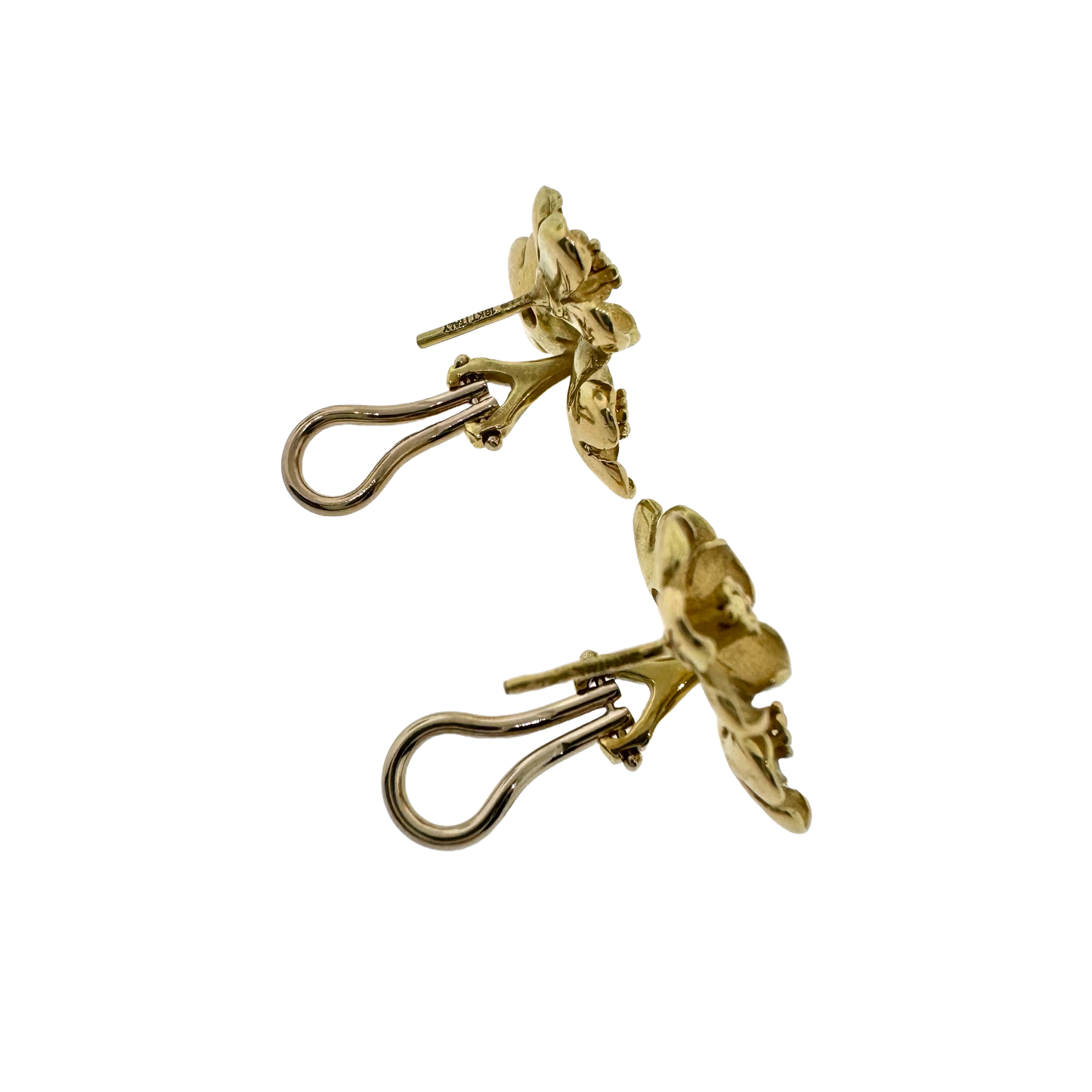 Estate 18k + Flower Trio Earrings