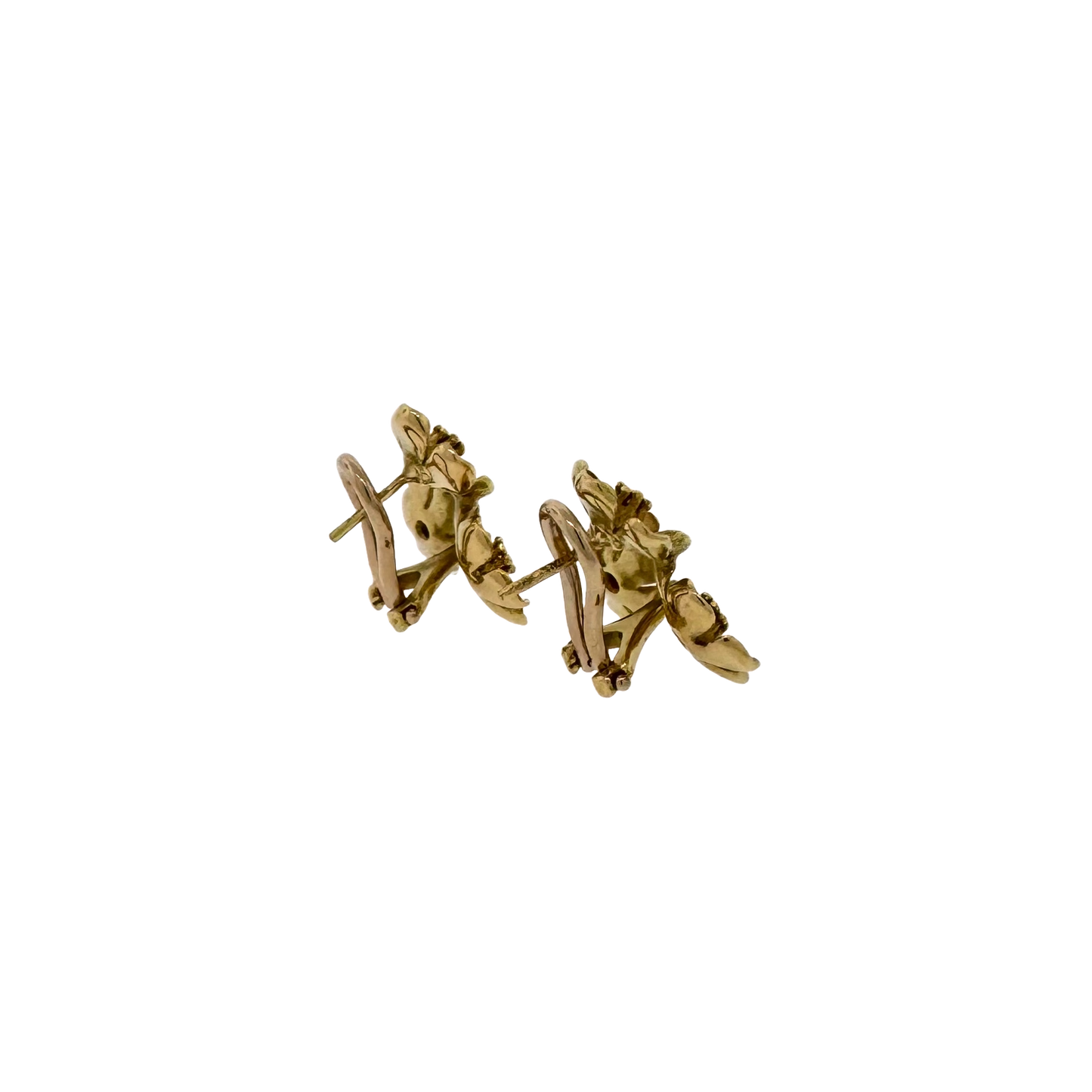 Estate 18k + Flower Trio Earrings