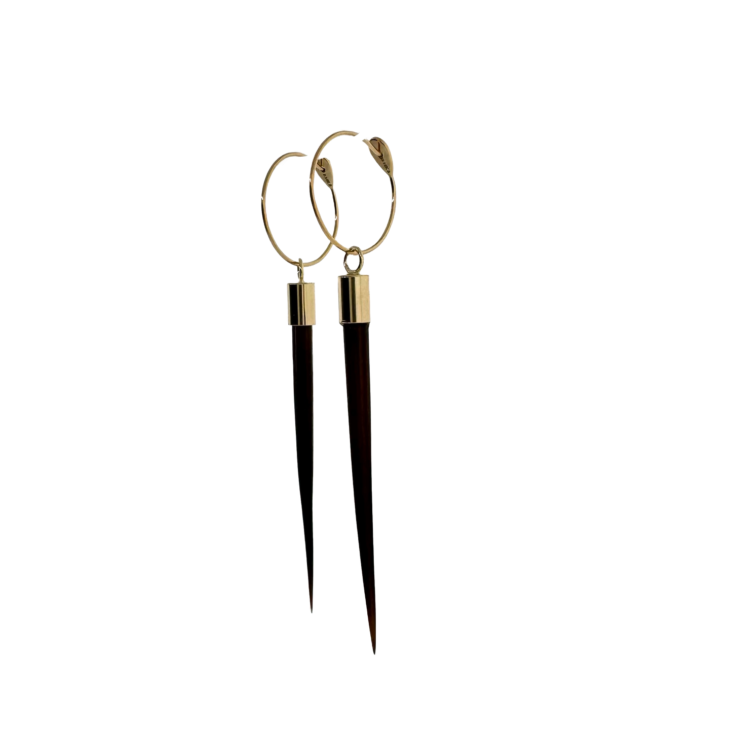 14k + Porcupine Quill Hoop Earrings Long