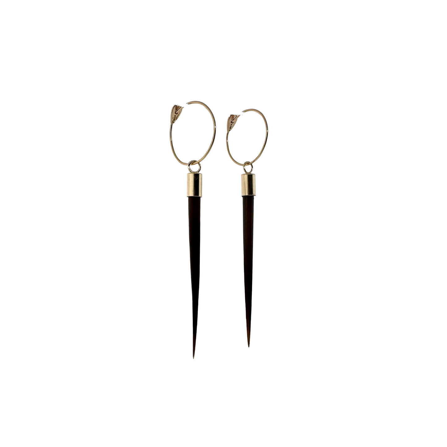 14k + Porcupine Quill Hoop Earrings Long