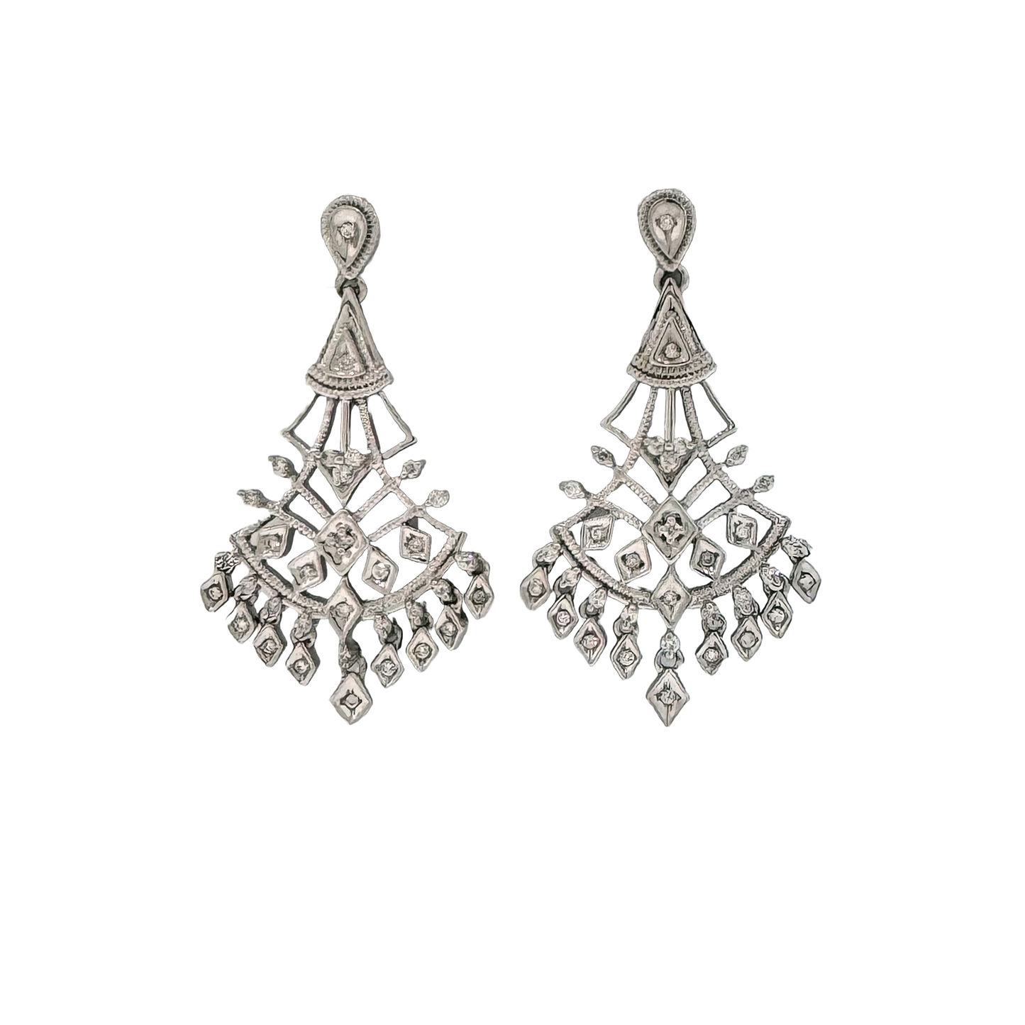 Estate 14k + Diamond Chandelier Earrings