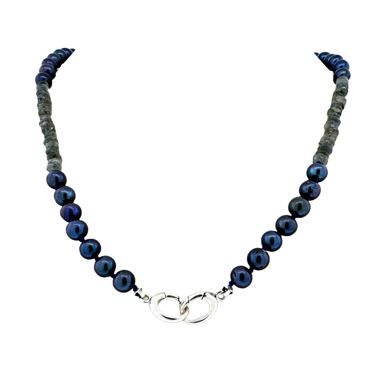 Sterling + Peacock Pearls and Labradorite Bead Necklace
