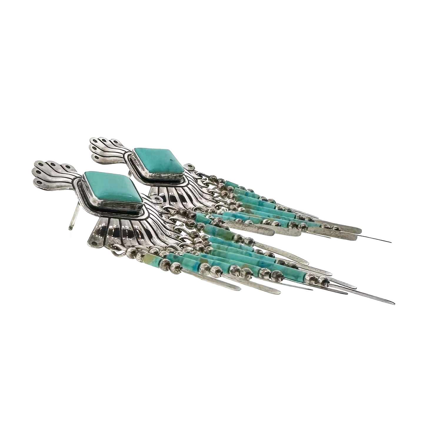 Estate Sterling + Turquoise Dangle Earrings
