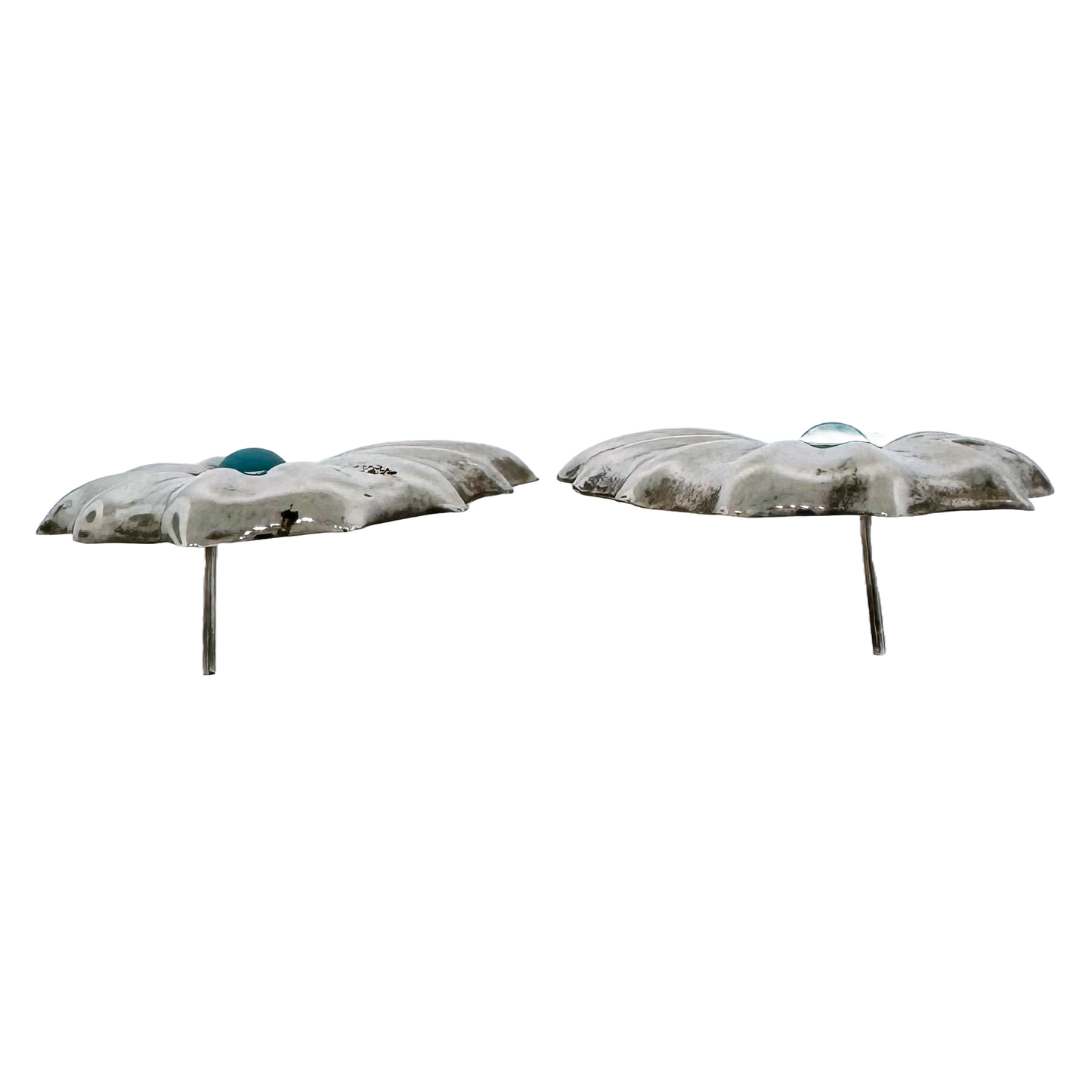 Estate Sterling + Turquoise XL Concho Earrings