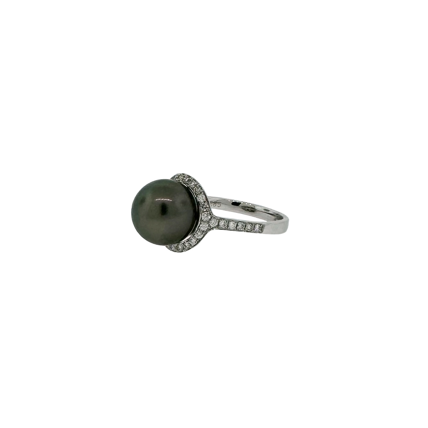 14k + Tahitian Pearl and Diamond Ring