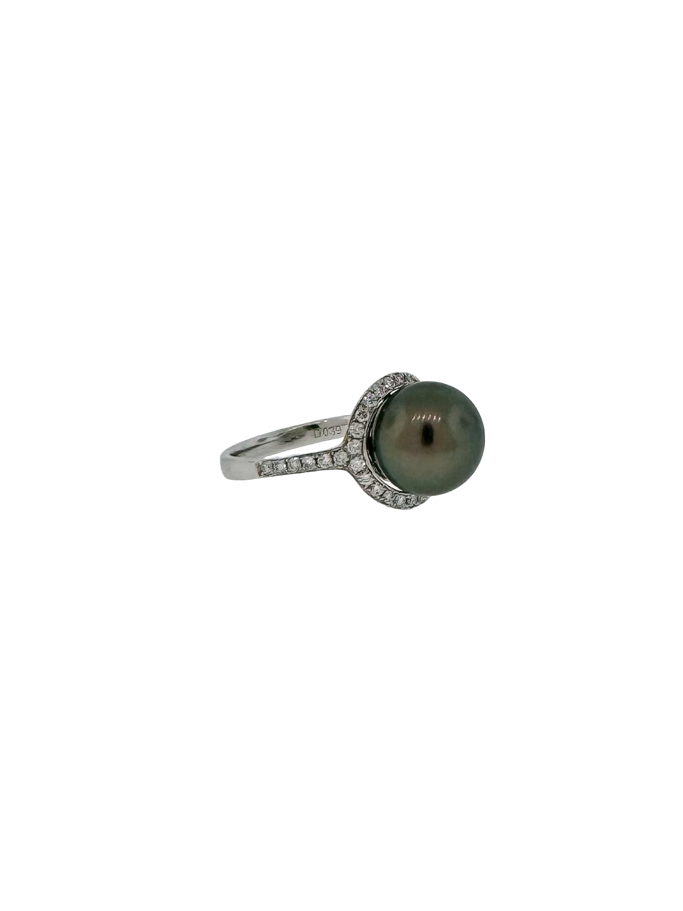 14k + Tahitian Pearl and Diamond Ring