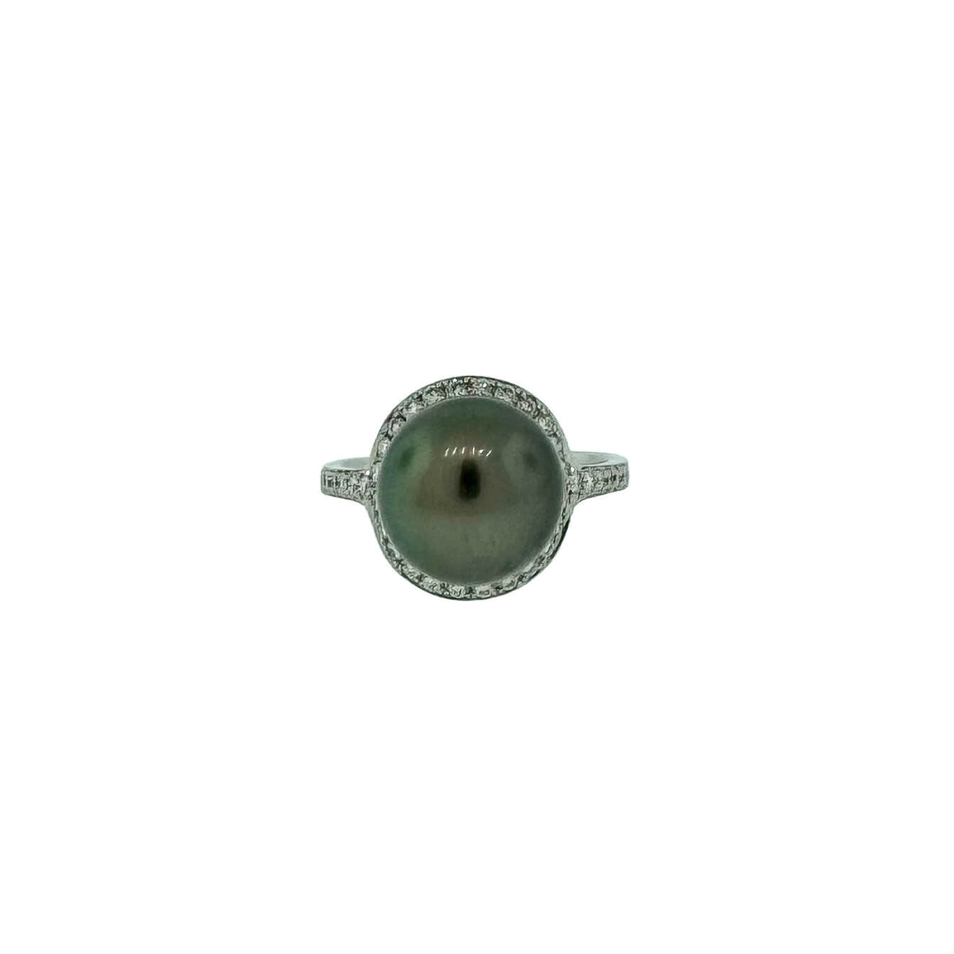 14k + Tahitian Pearl and Diamond Ring