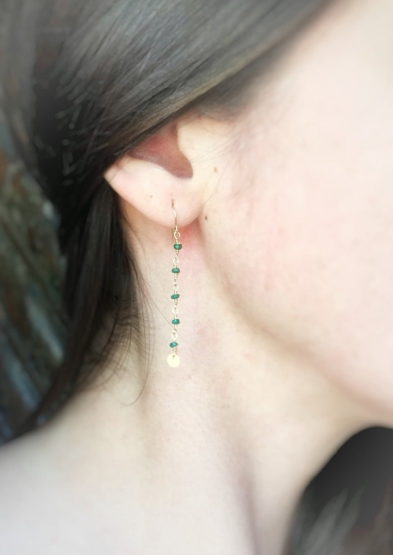 14k + Emerald Drop Earrings