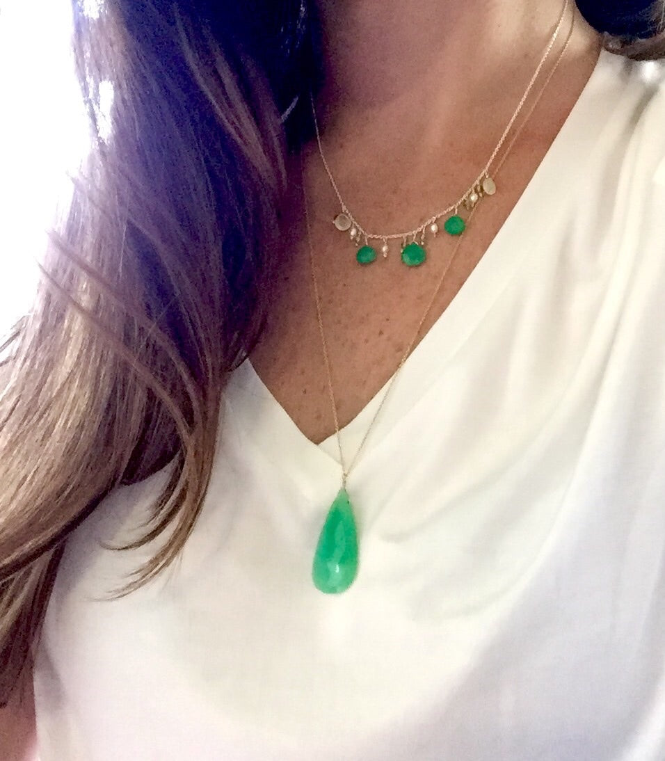 Sterling + Sea Greens Gemstone Fringe Necklace