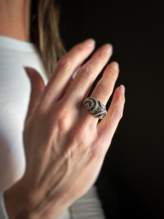 Estate 14k + Champagne Diamond Swirl Ring
