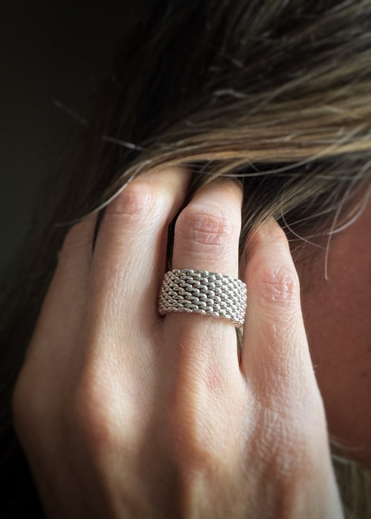 Estate Tiffany and Co. Sterling Silver + Mesh Ring