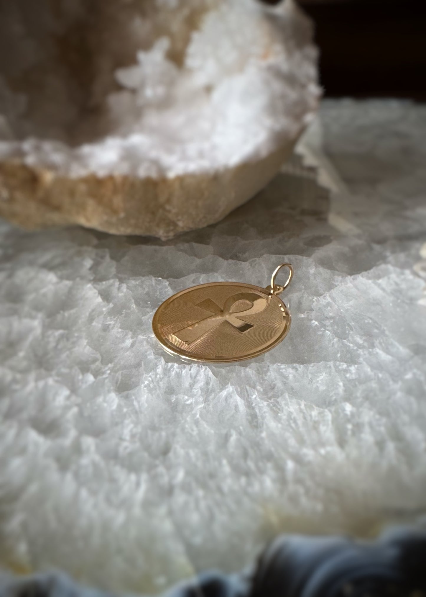 Estate 14k + Ankh Disc Charm