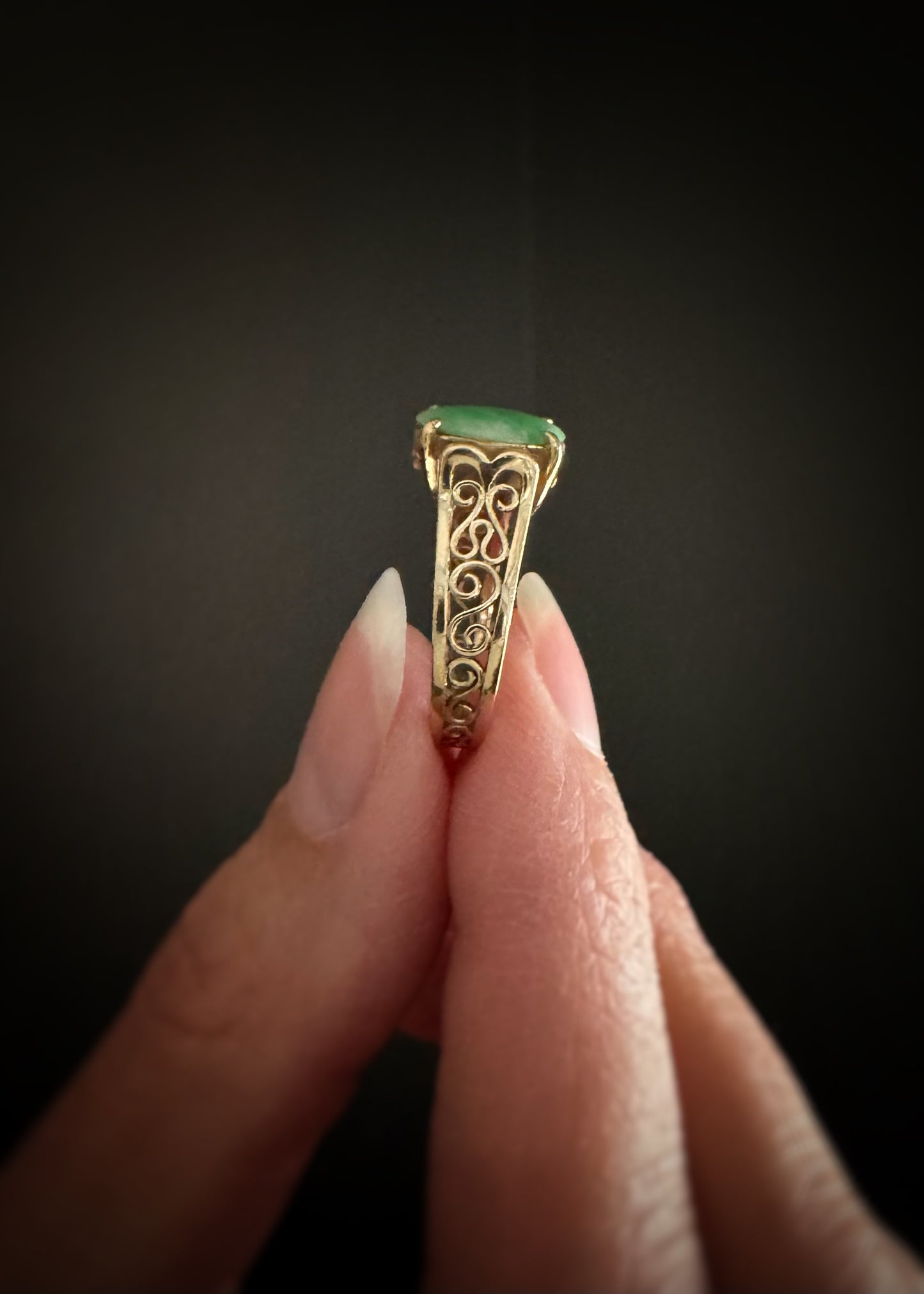 Estate 14k + Jade Ring