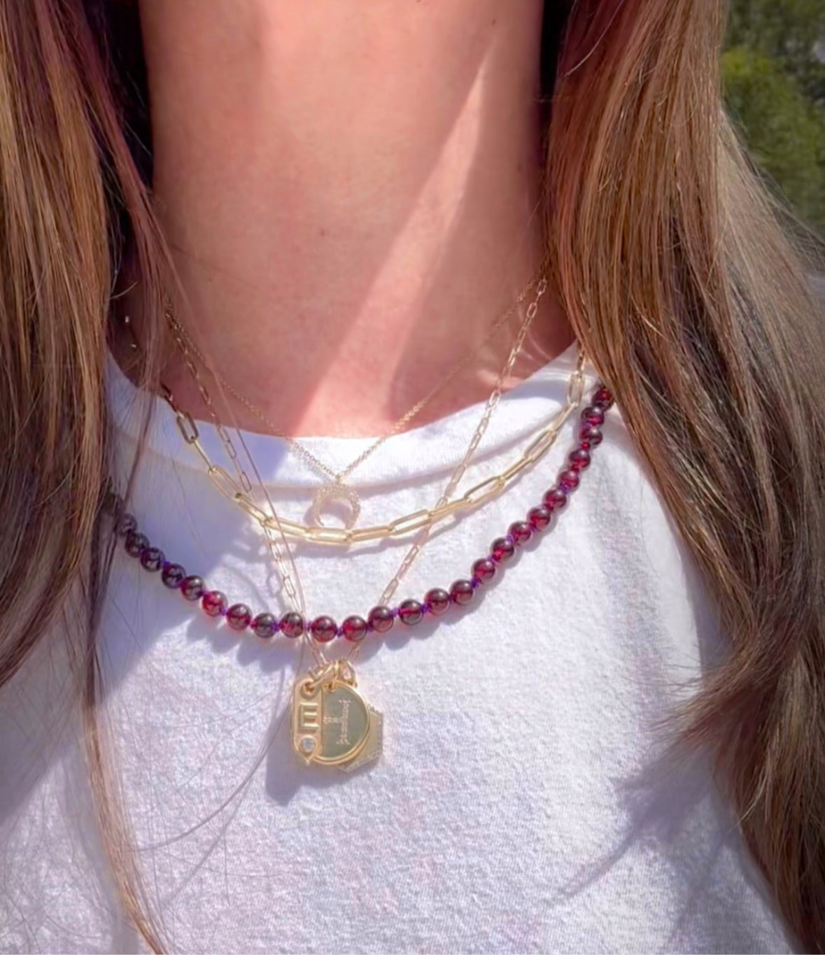 Sterling + Rhodalite Garnet Bead Necklace